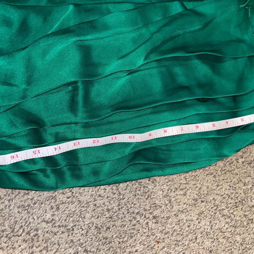 Perrin Emerald Green Feather Dress High Slit Gown, - Picture 3 of 11